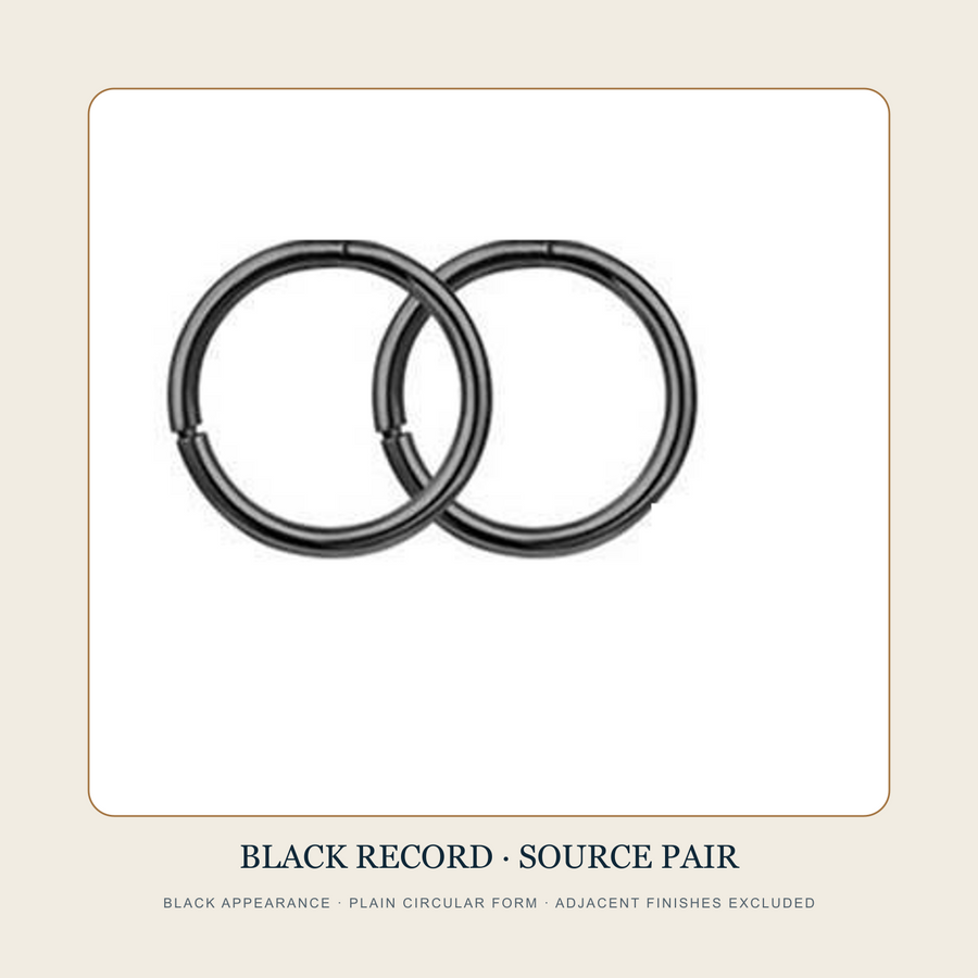 Clean source pair of black plain circular hoops with visible movable segments