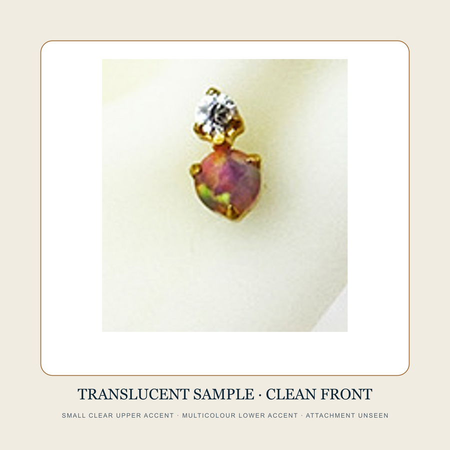 Clean front source sample with a small clear upper accent and translucent multicolour lower accent