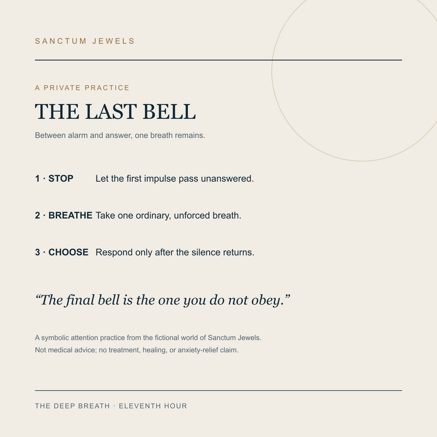 The Deep Breath Last Bell three-step pause card in English