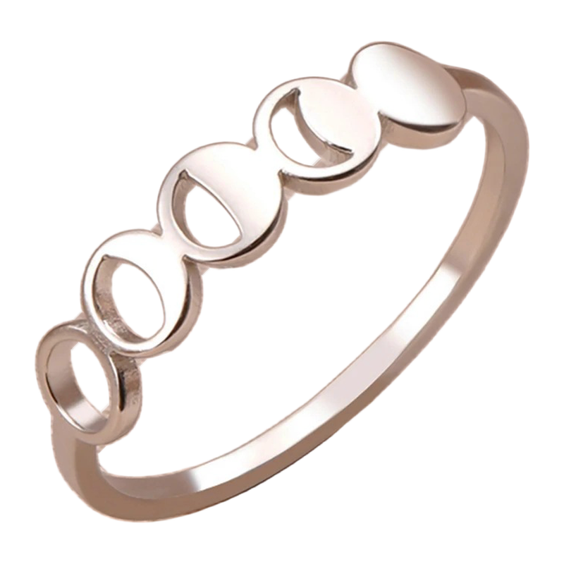 The First Crescent five-phase moon band ring in Steel color, angled view