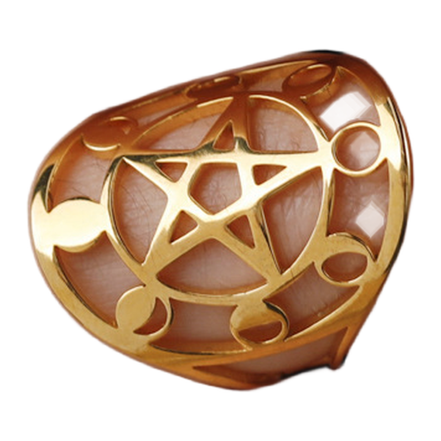 Detailed Gold color view of The Hollow Moon adjustable openwork ring