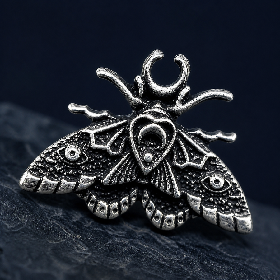 Macro detail of luna moth wings, twin eyes, crescent, and lunar motifs