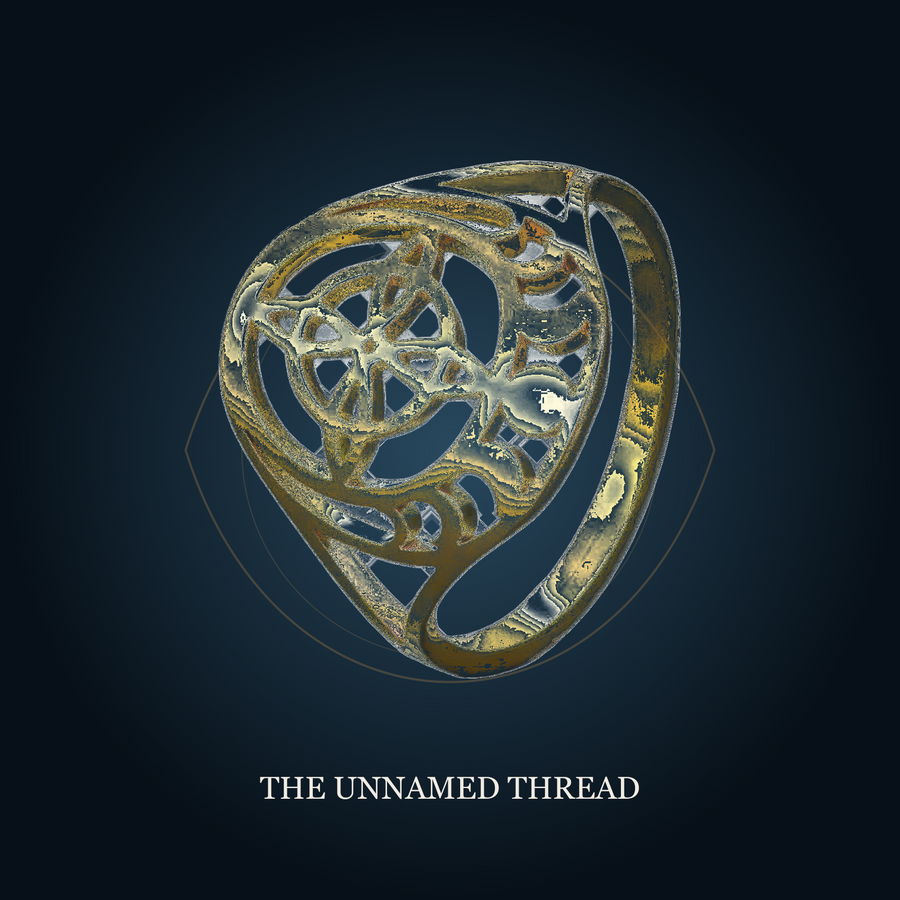 The Witch Knot Gold color ring in a dark lunar thread scene