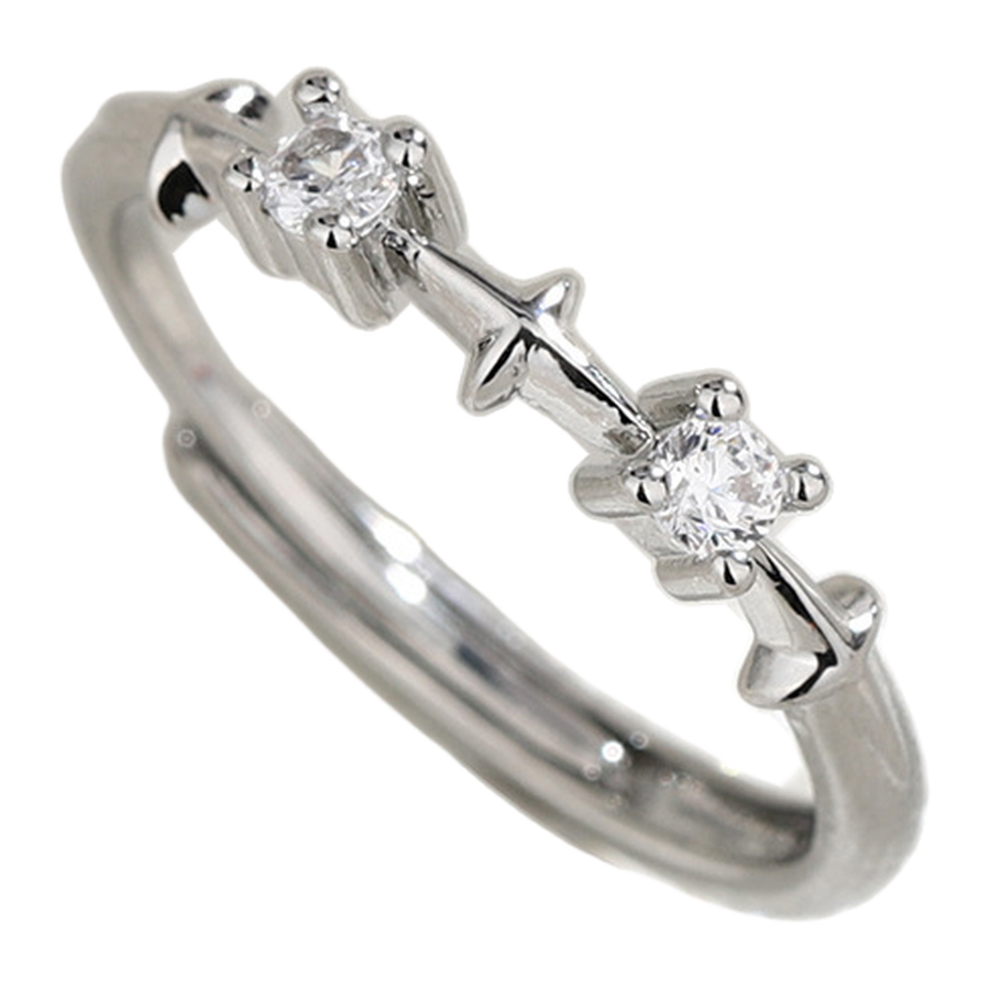 Angled view of The Starfall silver-tone open ring