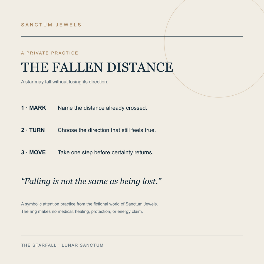The Starfall Fallen Distance symbolic direction practice card in English