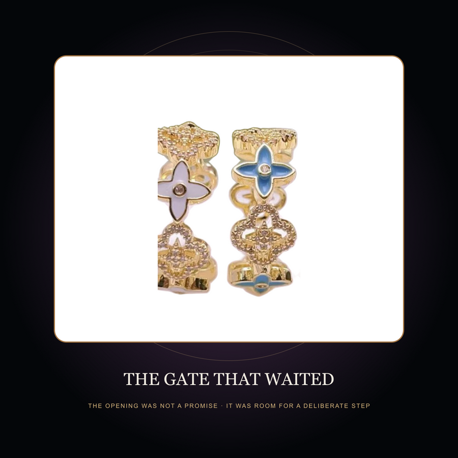 The Fourfold Gate openwork rings in the fictional Gate That Waited story scene