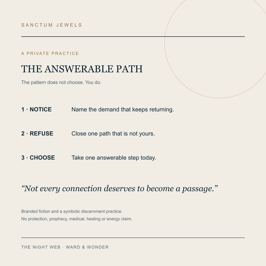 The Night Web Answerable Path symbolic discernment card in English