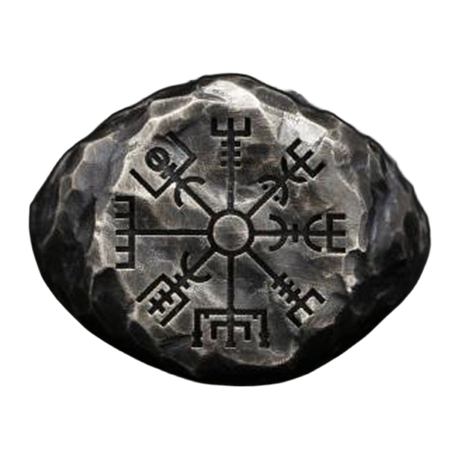 Front view of The Snow Compass eight-spoked engraved signet face