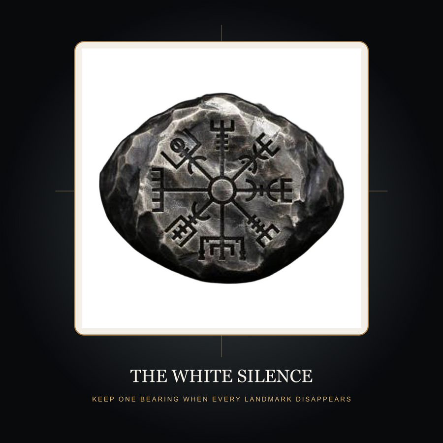 The Snow Compass ring in the fictional White Silence story scene