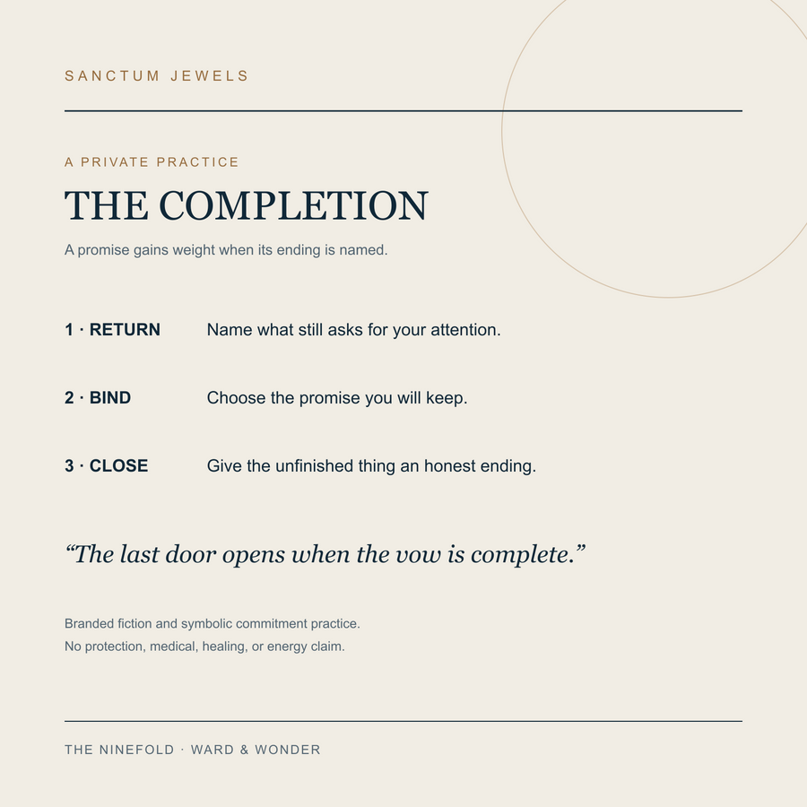 The Ninefold Completion symbolic commitment practice card in English