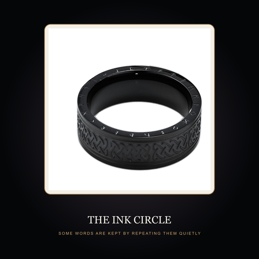 The Runeknot Black ring in the fictional Ink Circle story scene