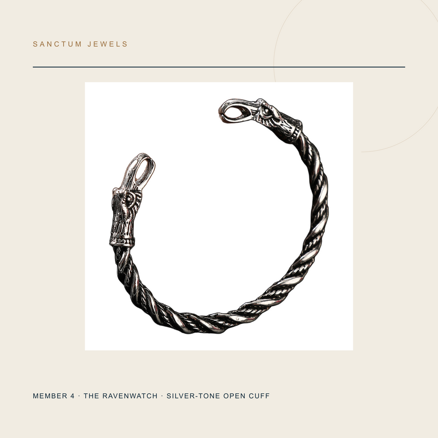 Ravenwatch silver-tone bird-head-style open cuff included in The Four Witnesses bundle