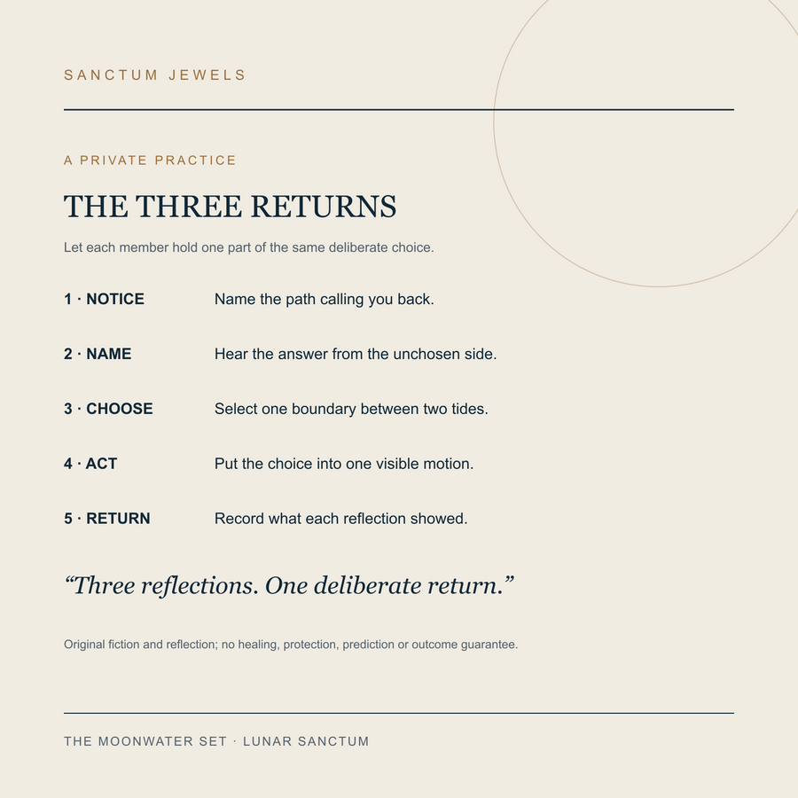 The Moonwater Set symbolic Three Returns practice card in English