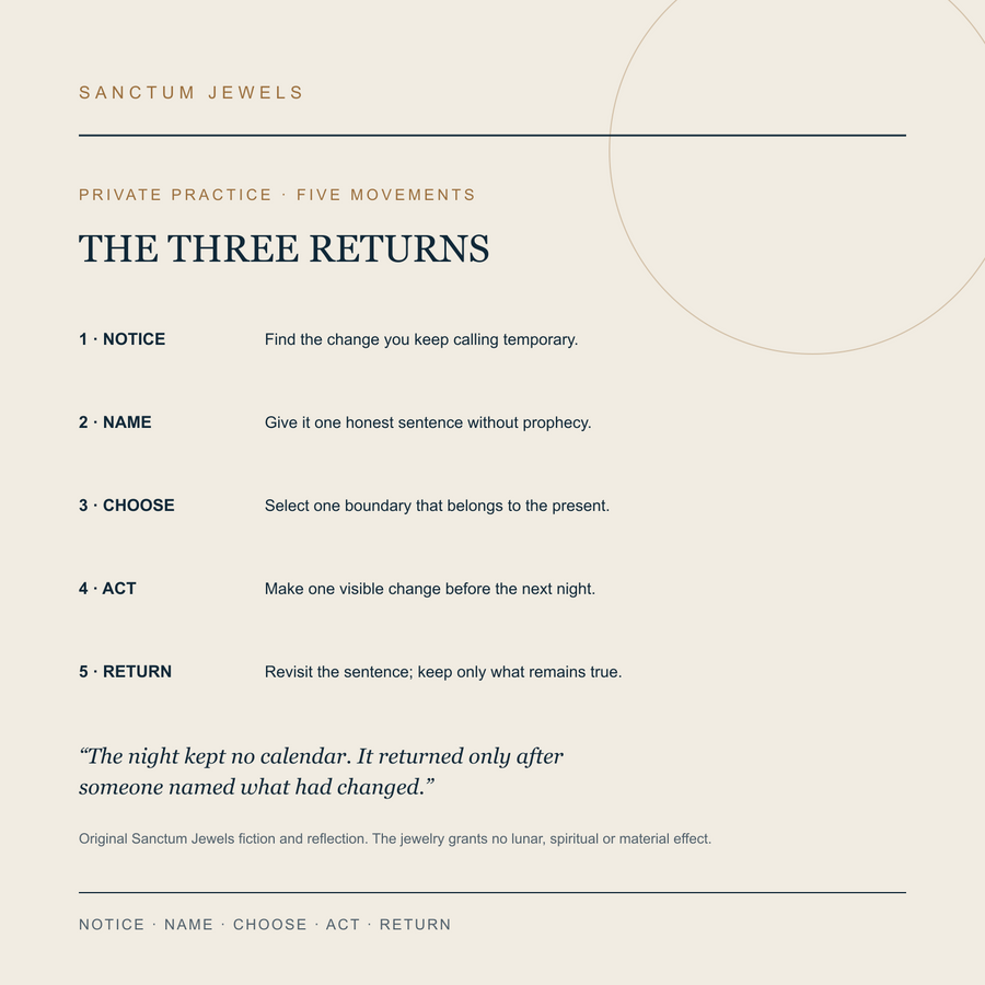 The Calendar Without Dates symbolic Three Returns private practice card in English