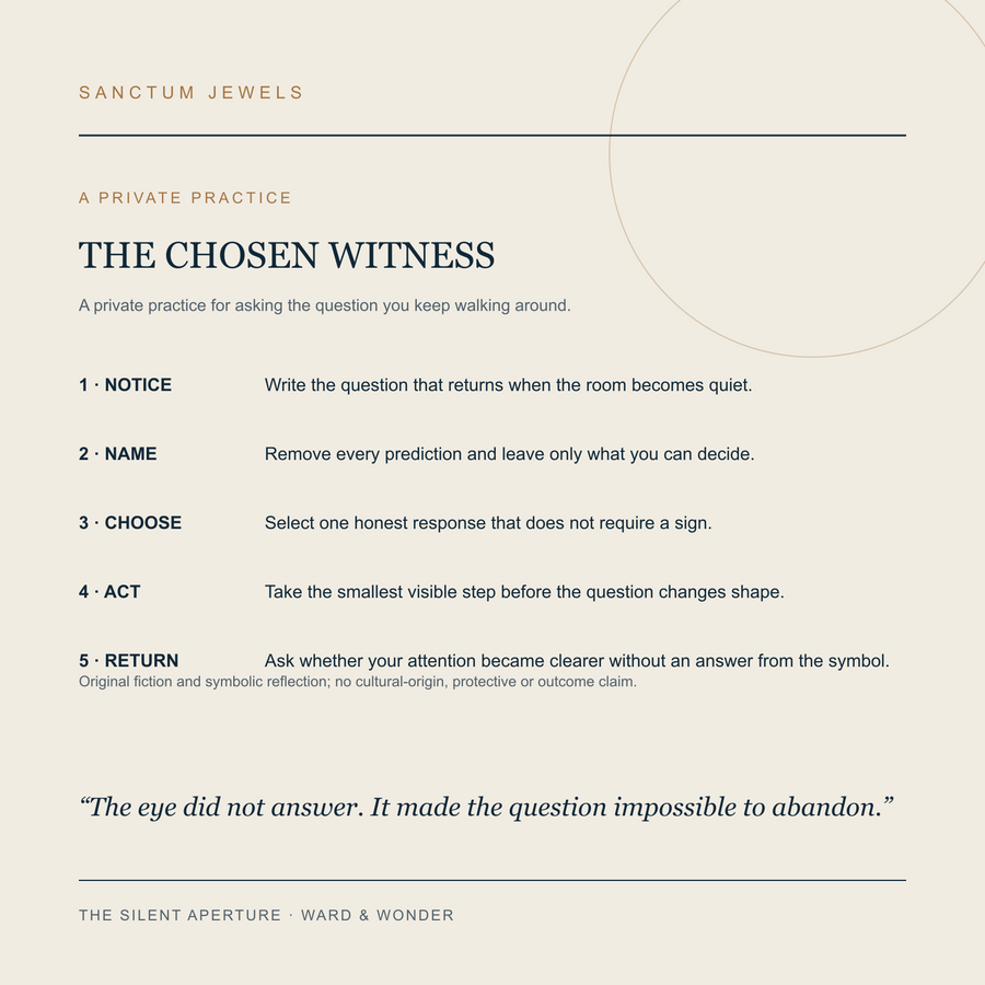 The Silent Aperture symbolic Chosen Witness private practice card in English
