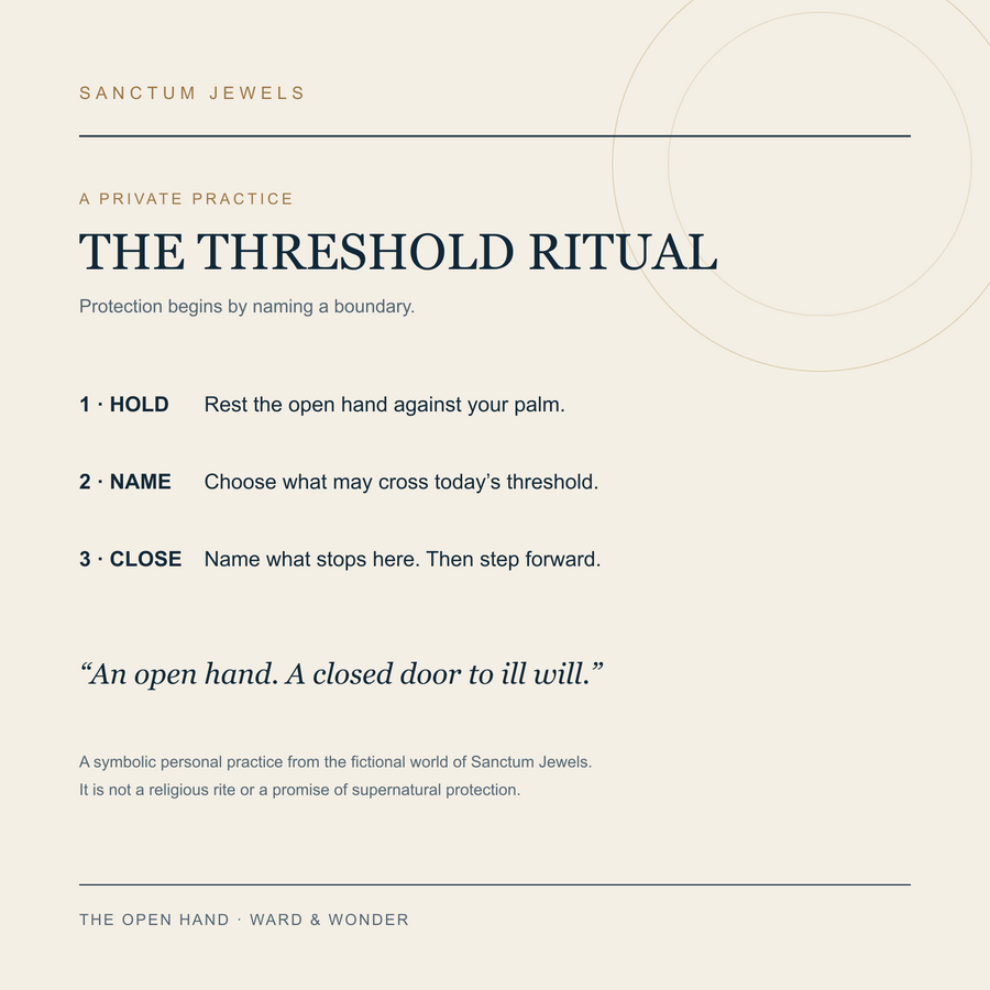 The Open Hand threshold ritual story card in English